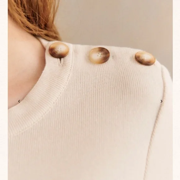 Sezane Matthis Jumper Natural / Navy Size S - Picture 4 of 11